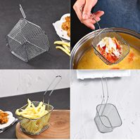 Meilleur vendeur en gros Petit panier de service en acier inoxydable Mini frites pépites Snack Momos Chips Passoire à huile pour poulet Serveur