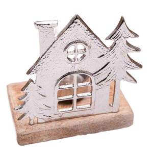 Porte-lampe à thé en métal Offre Spéciale dans la conception de l'arbre et de la maison avec base en bois pour mariage, noël et décoration intérieure - Product Image 6