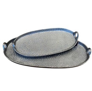 Bandeja de Servir Rectangular Moderna de Metal con Acabado Cobre Antiguo, Plato Decorativo Ligero para Hogar, Hotel, Restaurante y Bodas - Product Image 2