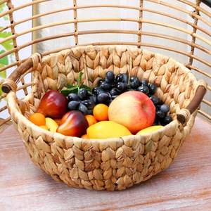 Cestas pequeñas de jacinto de agua, tejidas a mano, cesta poco profunda, contenedor de almacenamiento natural en forma de cuenco - Product Image 6