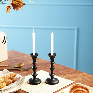 <b>Top</b> Selling Elegant Matt <b>Black</b> Color Aluminum <b>Long</b> Candle Stand for Restaurant Candle Holder Handmade Customized Size and Color - Product Image 3