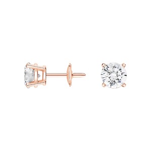 Pendientes de Diamantes de Oro Amarillo Rosa de 18 Quilates de Alta Calidad, Corte Natural para Mujer con Diseño de Tornillo Modelo IGI para Boda o Compromiso - Product Image 2