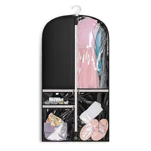 Hanging Clothes Travel Storage Dance Costume Garment Bag for Dance Competition with 3 Accessory Pockets Suits Dress Cover