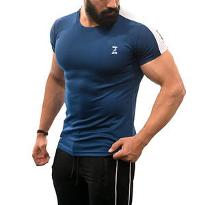 Les meilleurs t-shirts de gymnastique pour hommes confortables de couleur unie fabriqués au Pakistan en tissu tricoté en polyester/coton - Product Image 1