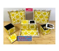 Coffret Cadeau Religieux Arabe Ramadan Artisanat Indien Qualité Bois Incrusté Perle Mubkhar Plateau Boîte Brûleur de Bakhoor Parfum Rose Personnalisé