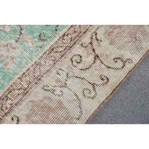 Alfombra Turca Grande de 5x8.2 pies (151x251 cm), Alfombra de Lana Verde Vintage con Diseño Floral - Product Image 5