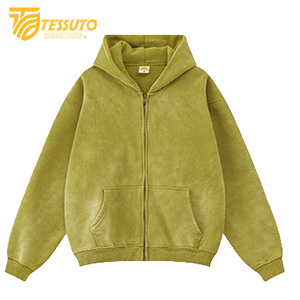 Sweats à capuche de haute qualité délavés à l'acide Zip up Sun Faded Pull en éponge français personnalisé pour hommes sweats à capuche pour unisexe - Product Image 6