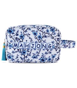 Sac de rangement pour tuiles de mahjong de style américain, léger, imperméable, avec fermeture éclair et poignée, capacité de 166 tuiles, 9,4x6,2x4,3 pouces - Product Image 1