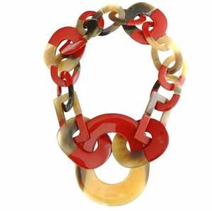 Collier en corne de buffle naturelle Produit indien fait à la main Perles en résine indienne - Product Image 4