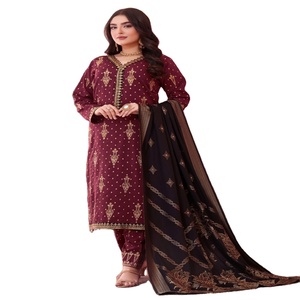 Robe pakistanaise 3 pièces en viscose de marque AAFREEN Collection Hameed en coton pour dames indiennes Vente entière - Product Image 1