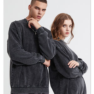 Pull personnalisé de haute qualité Dtf Dtg, impression de logo, lavage à l'acide, pull à col rond surdimensionné, pulls vintage en coton lavés à l'acide - Product Image 5