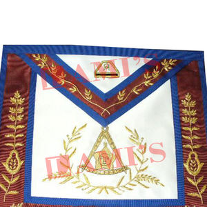 OEM Service Custom Handmade Scottish Rite Lux 14 Degree Masonic Apron With Bullion <b>Wire</b> Embroidery and Sequin Decoration - Product Image 5