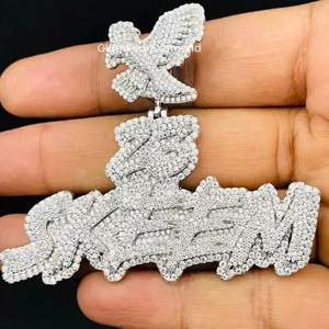 Breloques personnalisées en diamant véritable 3 carats, plaqué or blanc 14 carats, argent sterling, pour fête - Product Image 2