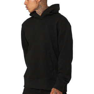 Sweat à capuche en coton surdimensionné brodé teint uni pour le service OEM d'impression bricolage - Product Image 1