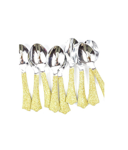 Stainless Steel Brass Metal Branch Shape Gold Plated Handle Salad Server set 2 Luxury Style Cutlery <b>Flatware</b> - Product Image 2