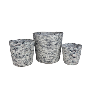 Macetas de cesta naturales grandes al por mayor al aire libre nueva cuerda de cola de paja maceta colgante algas marinas biodegradables mano de 1 galón - Product Image 2