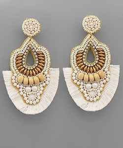 Beaded Lock Pattern Women's <b>Fashion</b> <b>Drop</b> <b>Earrings</b> with Cloth Detail for Anniversary - Product Image 1
