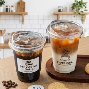 Gobelets en plastique transparent PET de 16 oz avec couvercles à bec verseur sans paille, personnalisables avec logo Cundao - Product Image 2