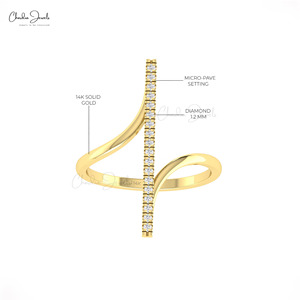 Anillo de barra de declaración de oro sólido de 14 quilates de alta venta con diamante blanco 0,14 TCW para boda joyería fina nupcial directamente del proveedor - Product Image 5