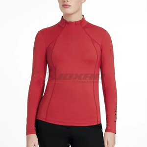 Capa base para montar a caballo para mujer, ligera, transpirable, de secado rápido, que absorbe la humedad, rendimiento ecuestre, camisetas base - Product Image 1