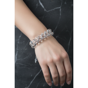 Braccialetto in Macramè con Doppia Fila di Cristalli di Quarzo da 8mm e Pietre Naturali - Product Image 4