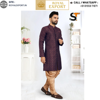 Nouveau Designer Hommes IndoWestern lourd jacquard Paithani Style Velours Dhoti Collection Pour Mariage Hommes kurta avec Dhoti