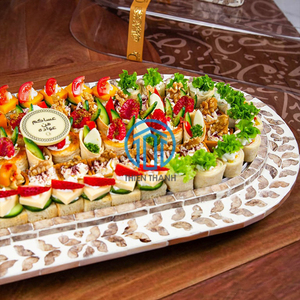Ornate Arabic-Inspired <b>MOP</b> Tray with Glass Cover Ideal for Serving Nuts, Dates & Holiday Delights for Ramadan & Eid - Product Image 4