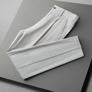 Pantalon décontracté d'affaires de luxe léger OEM pour homme, pantalon en lin extensible en polaire d'hiver, taille mi-haute, imperméable et respirant - Product Image 1