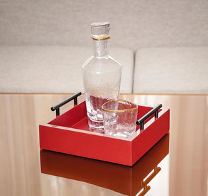 ชุดถาดสี่เหลี่ยมตกแต่งโต๊ะรับประทานอาหารทำจากโลหะสีส้มทองหรูหราทำด้วยมือ - Product Image 4