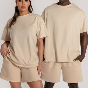 ชุดวอร์ม2ชิ้นระบายอากาศได้ดีสำหรับชายและหญิงชุดออกกำลังกายผ้าฝ้ายพิมพ์ลายแขนสั้นสไตล์สตรีทสูงสำหรับฤดูร้อน - Product Image 6