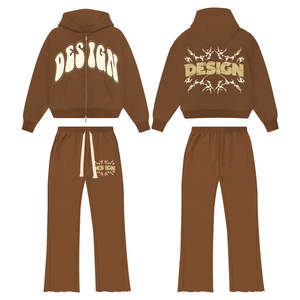 Survêtement zippé de haute qualité Combinaison de sport avec sérigraphie personnalisée Ensemble baggy deux pièces pour hommes - Product Image 1