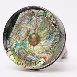 Poignées de porte et tiroirs plates en verre, 1 pièce, fait à la main de qualité supérieure, motif plume de paon, idéale pour placard de cuisine - Product Image 1