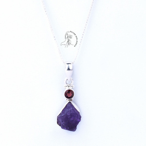 Pendentif populaire en argent sterling 925 avec pierre double ronde rouge en Tanzanite et Kyanite brute, accessoires de bricolage - Product Image 3