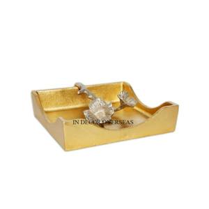 Porte-serviettes en aluminium coulé plaqué or de haute qualité Flower Designer avec détails complexes et construction durable d'Inde - Product Image 6