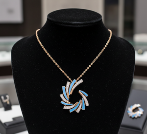 Luxury <b>Rose</b> <b>Gold</b> & Modern Swirl Design Pendant <b>Necklace</b> for Women Anniversary Gift - Product Image 3