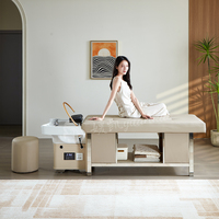 Lit de lavage de cheveux en céramique beige 2026 pour salon de beauté moderne, avec vapeur, hydrothérapie et massage, lit de shampoing coréen pour spa capillaire