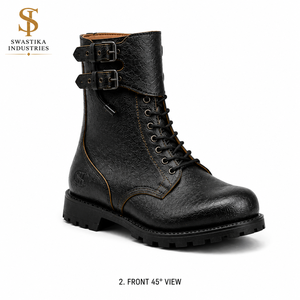 Bottes Tactiques de Défense en Cuir Noir – Fermeture à Lacets Toutes Saisons - Product Image 2