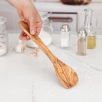 Cuillère d'angle artisanale en bois d'olivier durable, 1 pièce, accessoire d'ustensile de cuisine pour la cuisson et le service, en stock ArtisRaw SS034