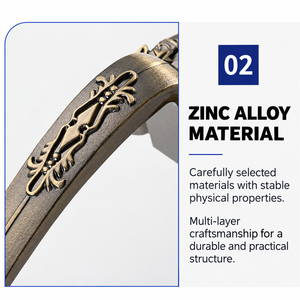 Juego de Manijas Antiguas de Aleación de Zinc para Puerta Principal, Cerradura Decorativa con Llave y Tirador Largo para Entrada de Villa - Product Image 4