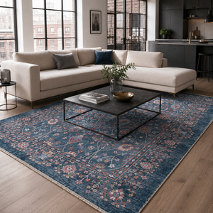 Tapis lavable en chenille RW7150 Karabagh Indigo Tribal de Rug Weavers, vente en gros et dropshipping, 10 tailles - Product Image 3