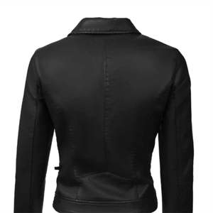 Premium Women's Slim Fit Black PU Leather Biker <b>Jacket</b> Asymmetrical Zip Moto Punk Streetwear Outerwear Fashion Coat Plus Size - Product Image 3