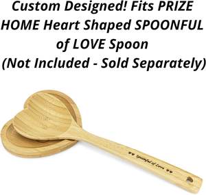 Heart Shaped Spoon Rest Large Engraved <b>Bamboo</b> Wood for Kitchen Utensils Wooden Vintage Country Tray Protects Countertop Fits - Product Image 2