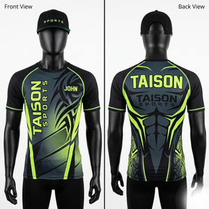 Rashguard de MMA Premium de 220 GSM, Poliéster y Spandex, Diseño de Paneles Geométricos Beige y Negro, Sublimación, Logotipo Personalizado - Product Image 6