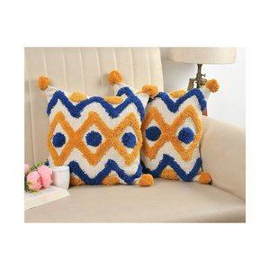 White 16x16in 100% Cotton Embroidered Butti <b>Cushion</b> Dyed With Natural Colors For Export Buyers & Global Dispatch Quick Shipping - Product Image 4