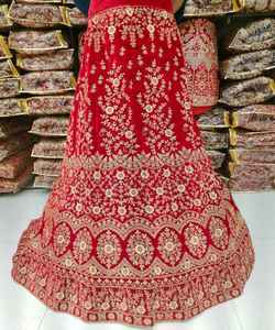 Prix de gros à la mode rayonne coton broderie séquence travail Lehenga Choli Dupatta indien pakistanais ethnique vêtement parties vêtement - Product Image 3