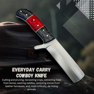 Couteau de cow-boy à lame fixe en acier à haute teneur en carbone 1095 fait à la main avec manche en bois exotique et gaine en cuir personnalisable OEM - Product Image 2