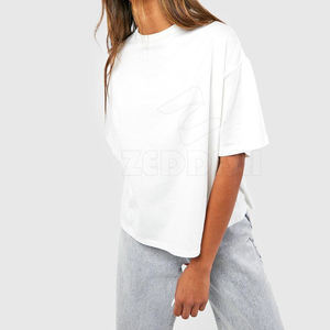 เสื้อยืดโอเวอร์ไซส์ผ้าฝ้าย100% สำหรับผู้หญิงเสื้อถักแบบถักระบายอากาศได้เสื้อผ้าแนวสตรีทสำหรับสไตล์ลำลองในฤดูร้อนงาน OEM ตามสั่ง - Product Image 6