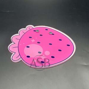 Azulejo de pestañas acrílico de fresa rosa con imanes Impresión de logotipo personalizado Azulejo de pestañas en forma de fresa - Product Image 5