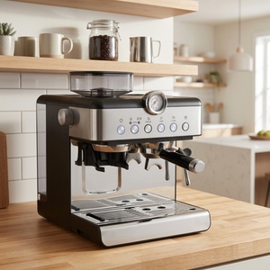 <span class=keywords><strong>Machine</strong></span> <span class=keywords><strong>à</strong></span> expresso semi-automatique avec 19 réglages de mouture, manomètre, option double alimentation, pour une ou deux tasses - Product Image 1