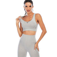 Sujetador Deportivo Sin Costuras de Soporte Medio Personalizable de Alta Calidad para Mujer, Transpirable, Antibacteriano, de Spandex/Nylon, con Escote en V Profundo